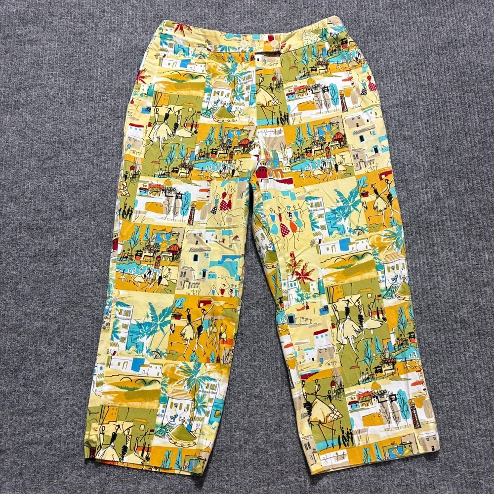 Sport Haley Womens Capri Pants‎ Size 6 Multicolor Scenic Village Print Mid Rise